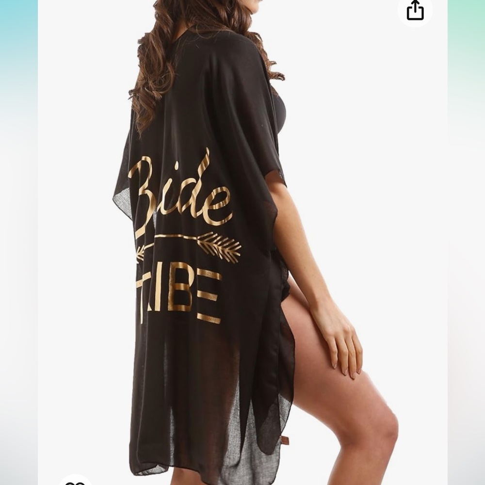 BUNDLE OF 4, BRIDESMAID “BRIDE TRIBE” KIMONOS, SWIM COVER, NEW